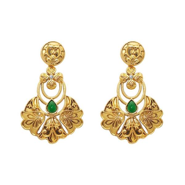 The99Jewel Gold Plated Green Austrian Stone Dangle Earrings