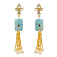 The99jewel  Gold Plated White Kundan Dangler Earrings - 1307353