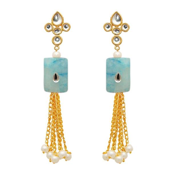 The99jewel  Gold Plated White Kundan Dangler Earrings - 1307353