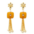 Kriaa Gold Plated White Kundan Dangler Earring - 1307354D
