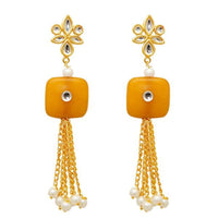 Kriaa Gold Plated White Kundan Dangler Earring - 1307354D