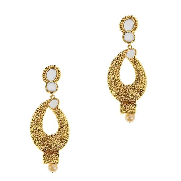 Kriaa Gold Plated Kundan Pearl Drop Dangler Earring