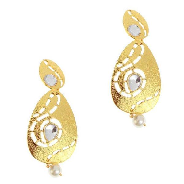 The99Jewel Kundan Gold Plated Pearl Drop Danglers Earrings