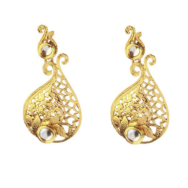 Kriaa Kundan Gold Plated Zinc alloy Dangler Earring