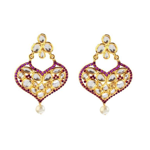 The99jewel Purple Pota Stone And Kundan Danglers Earrings