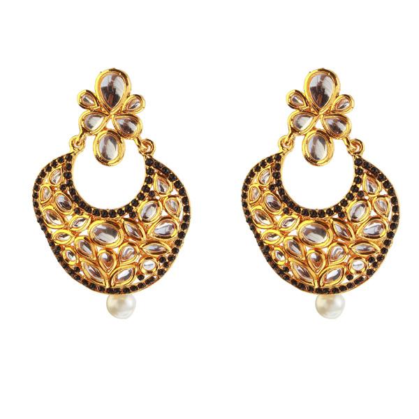 Kriaa Stone And Kundan Gold Plated Dangler Earring