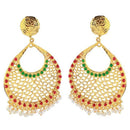 The99Jewel Green And Maroon Pota Stone Danglers Earrings - 1307309