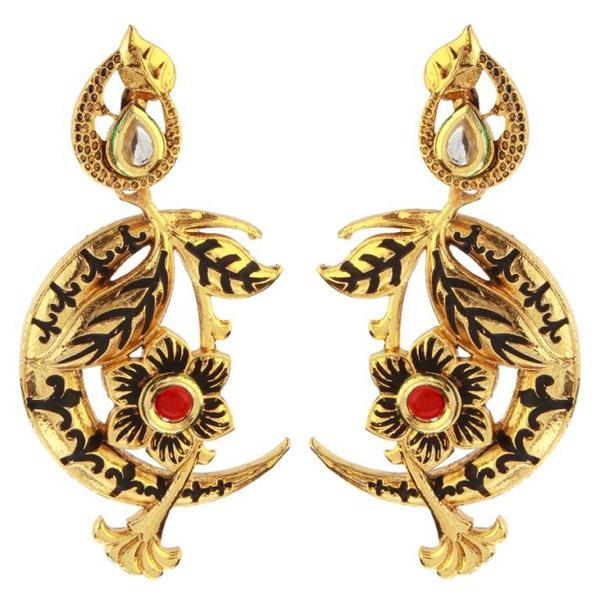 The99Jewel Meenakari Pota Stone Danglers Earrings - 1307315