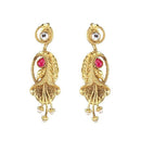 The99Jewel Pink Pota Stone and kundan Danglers earrings - 1307325