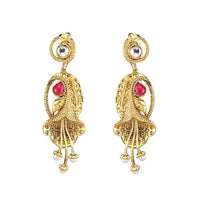 The99Jewel Pink Pota Stone and kundan Danglers earrings - 1307325