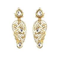 The99Jewel Gold Plated White kundan Danglers Earrings