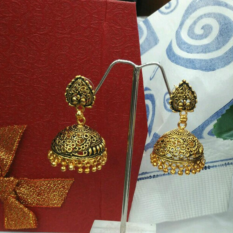 Kriaa Gold Plated Zinc Alloy Drop Jhumki Earrings - 1308503