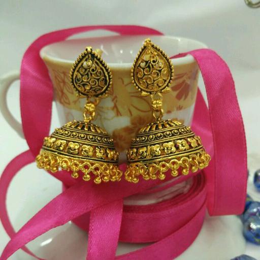 Kriaa Gold Plated Zinc Alloy Drop Jhumki Earrings - 1308507