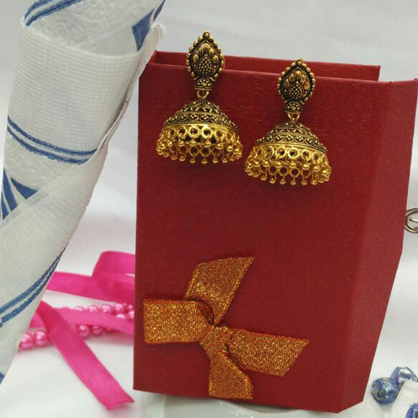 Kriaa Gold Plated Zinc Alloy Drop Jhumki Earrings - 1308510