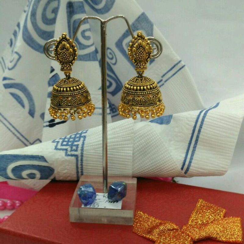 Kriaa Gold Plated Zinc Alloy Drop Jhumki Earrings - 1308511