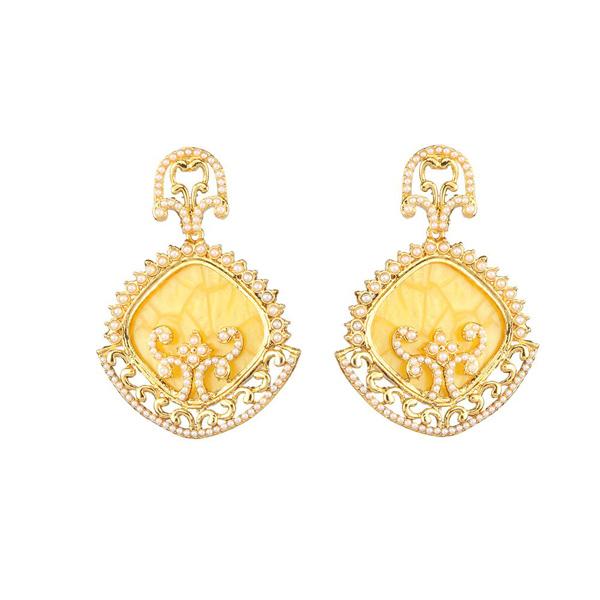 Kriaa Kundan Gold Plated Dangler Earring - 1307345C
