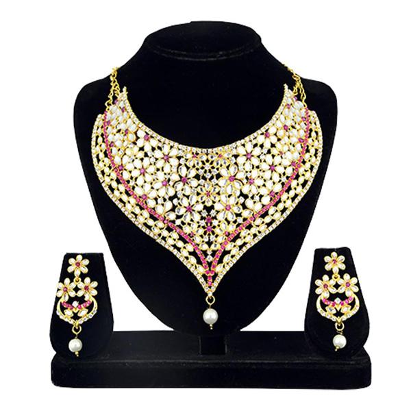 Kriaa Gold Plated Stone Kundan Zinc Alloy Necklace Set