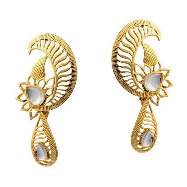 Kriaa Kundan Gold Plated Dangler Earrings - 1305026