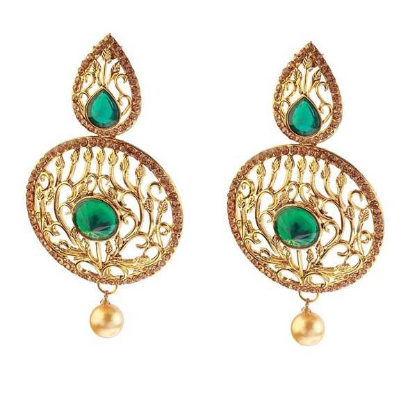 Kriaa Kundan Pearl Drop Gold Plated Dangler Earring - 1307401B