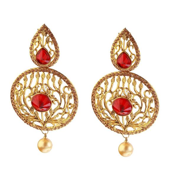 Kriaa Kundan Pearl Drop Gold Plated Dangler Earring - 1307401C