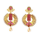 Kriaa Kundan Pearl Drop Gold Plated Dangler Earring