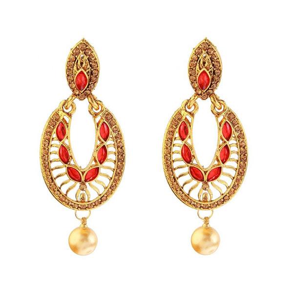 Kriaa Kundan Pearl Drop Gold Plated Dangler Earring - 1307408A