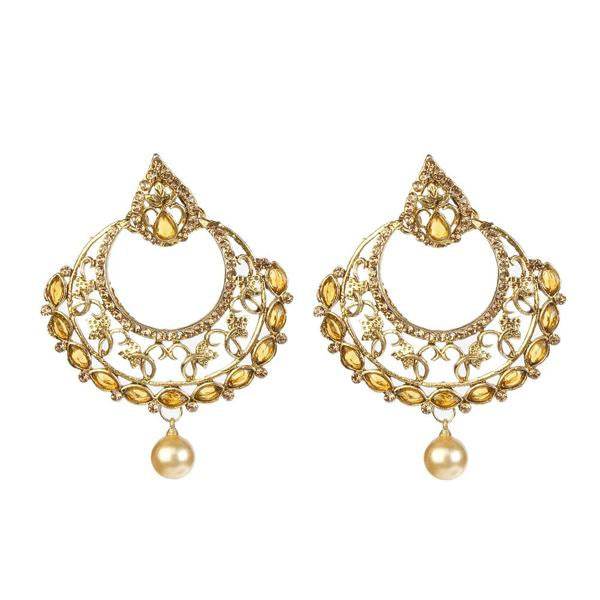 Kriaa Kundan Gold Plated Chandbali Earring - 1307415B