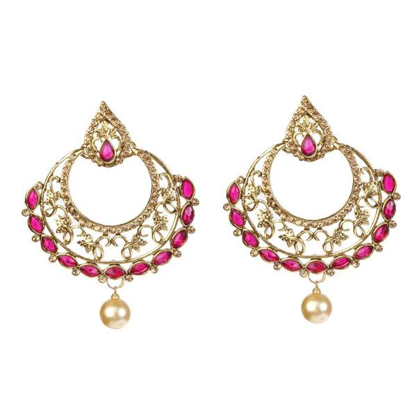 Kriaa Kundan Pearl Drop Gold Plated Chandbali Earring - 1307415C
