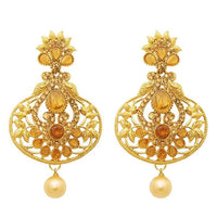 Kriaa Pota Stone Pearl Drop Gold Plated Dangler Earring