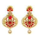 Kriaa Austrian Stone Pearl Drop Gold Plated Dangler Earring