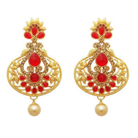 Kriaa Austrian Stone Pearl Drop Gold Plated Dangler Earring