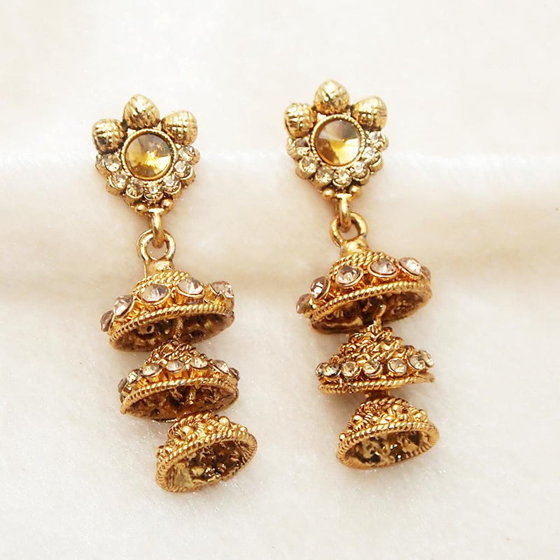 Kriaa Austrian Stone Gold Plated Jhumki Earrings - 1309701A
