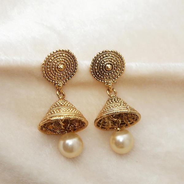 Kriaa Gold Plated Pearl Jhumki Earrings - 1309704