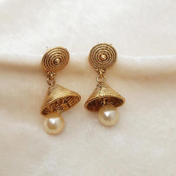 Kriaa Pearl Gold Plated Jhumki Earrings - 1309705