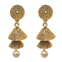 Kriaa Gold Plated Double Jhumki Earrings - 1309708