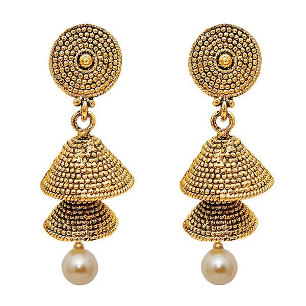 Kriaa Gold Plated Double Jhumki Earrings - 1309708