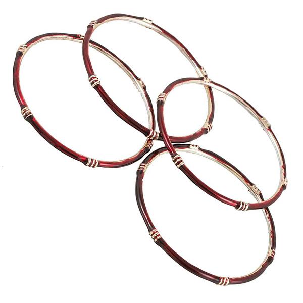 Kriaa Maroon Gold Plated Set of 4 Bangle Sets