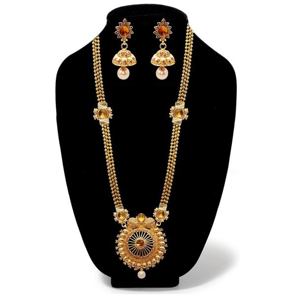 Kriaa Austrian Stone Gold Plated Haram Necklace Set - 1109101A