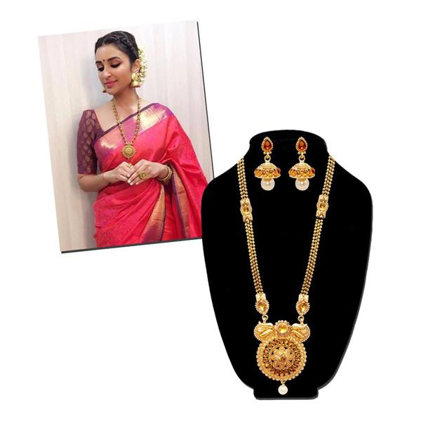 Kriaa Austrian Stone Gold Plated Haram Necklace Set - 1109110A