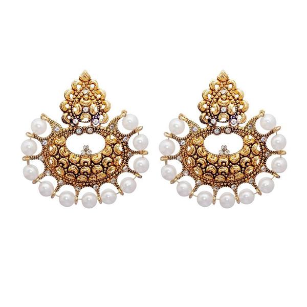 Kriaa White Austrian Stone And Pearl Chandbali Earrings - 1309610B