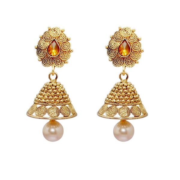 Kriaa Gold Plated Pearl Drop Jhumki Earrings - 1309713A