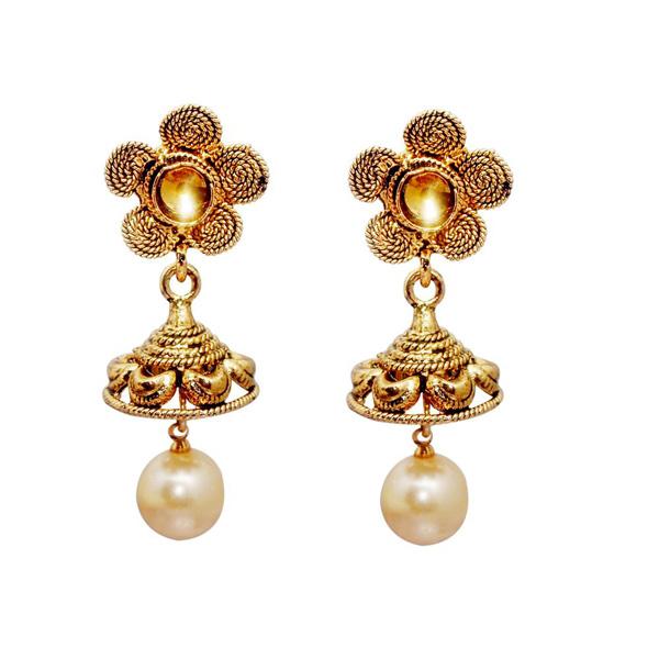Kriaa Gold Plated Pearl Drop Jhumki Earrings - 1309714A