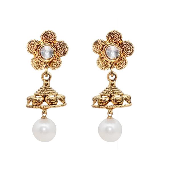 Kriaa Gold Plated Pearl Drop Jhumki Earrings - 1309714B