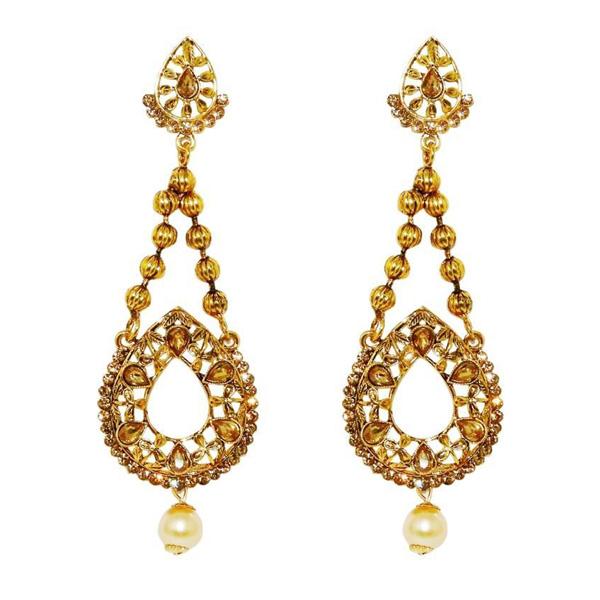 Kriaa Brown Austrian Stone  Dangler Earrings - 1309619