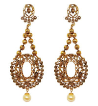 Kriaa Brown Austrian Stone Dangler Earrings - 1309620