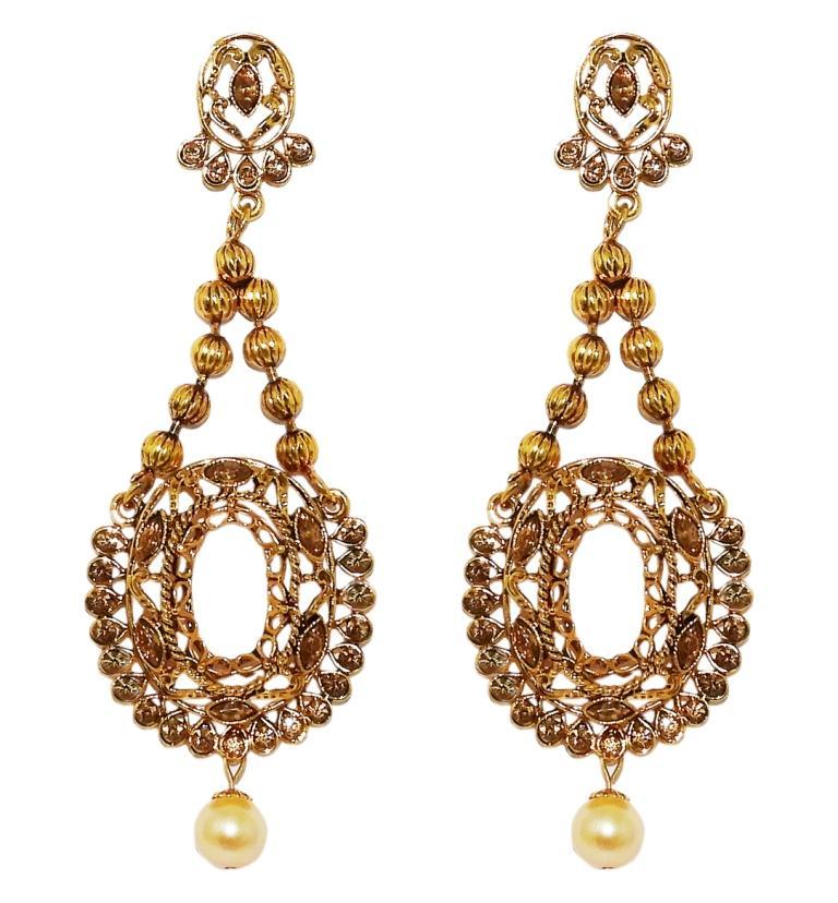 Kriaa Brown Austrian Stone Dangler Earrings - 1309620