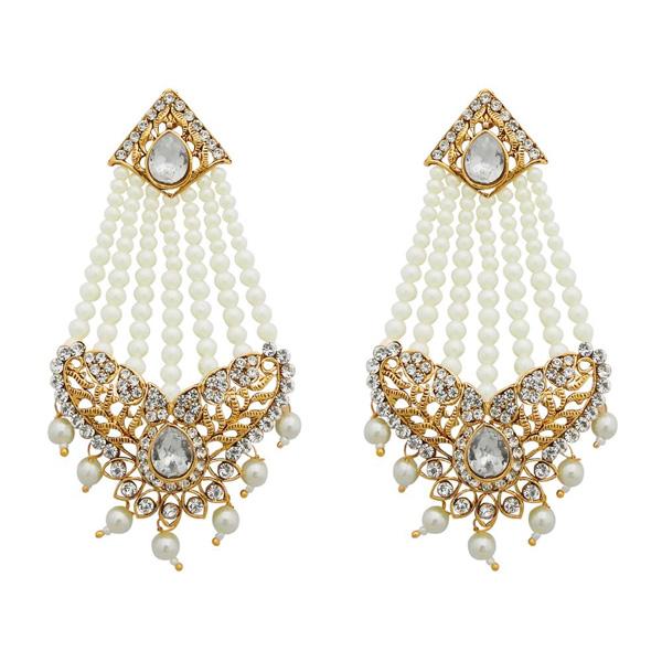 Kriaa Gold Plated Stone Kundan Pearl Dangler Earring - 1311107B