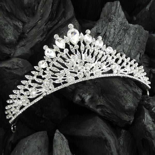 Kriaa White Austrian Silver Plated Stone Crown - 1503602A