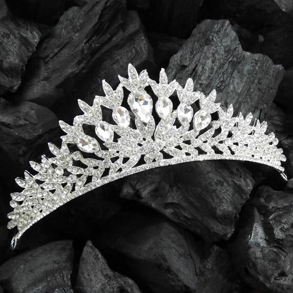 Kriaa White Austrian Silver Plated Stone Crown - 1503603A