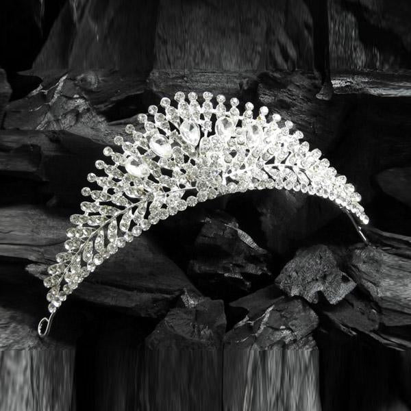 Kriaa Silver Plated White Austrian Stone Crown - 1503607A